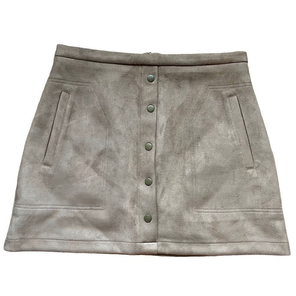 Pink Lily Skirt Women’s L Mini Faux Suede Get You Out of My Heart Tan